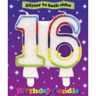 Rainbow Glitter Age 16 Candle 